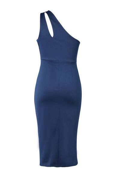 Ruched Cutout Single Shoulder Dress - felvior