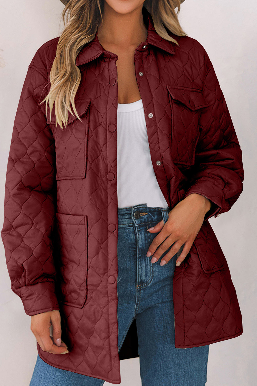 Snap Down Collared Winter Coat - felvior