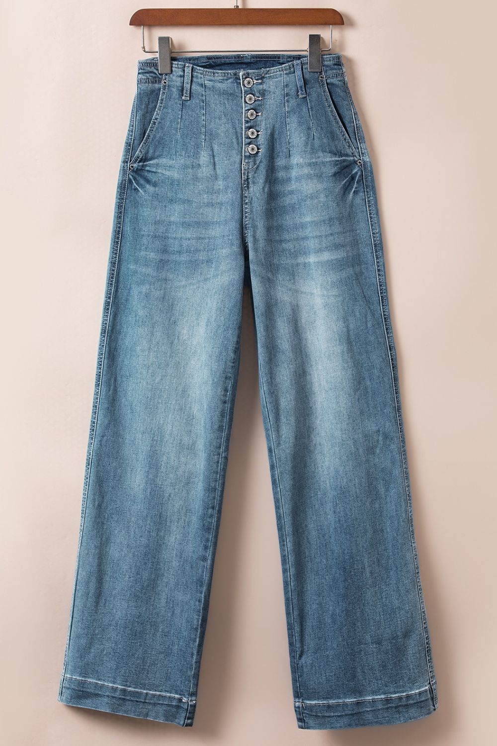 Button Fly High Waist Jeans - felvior