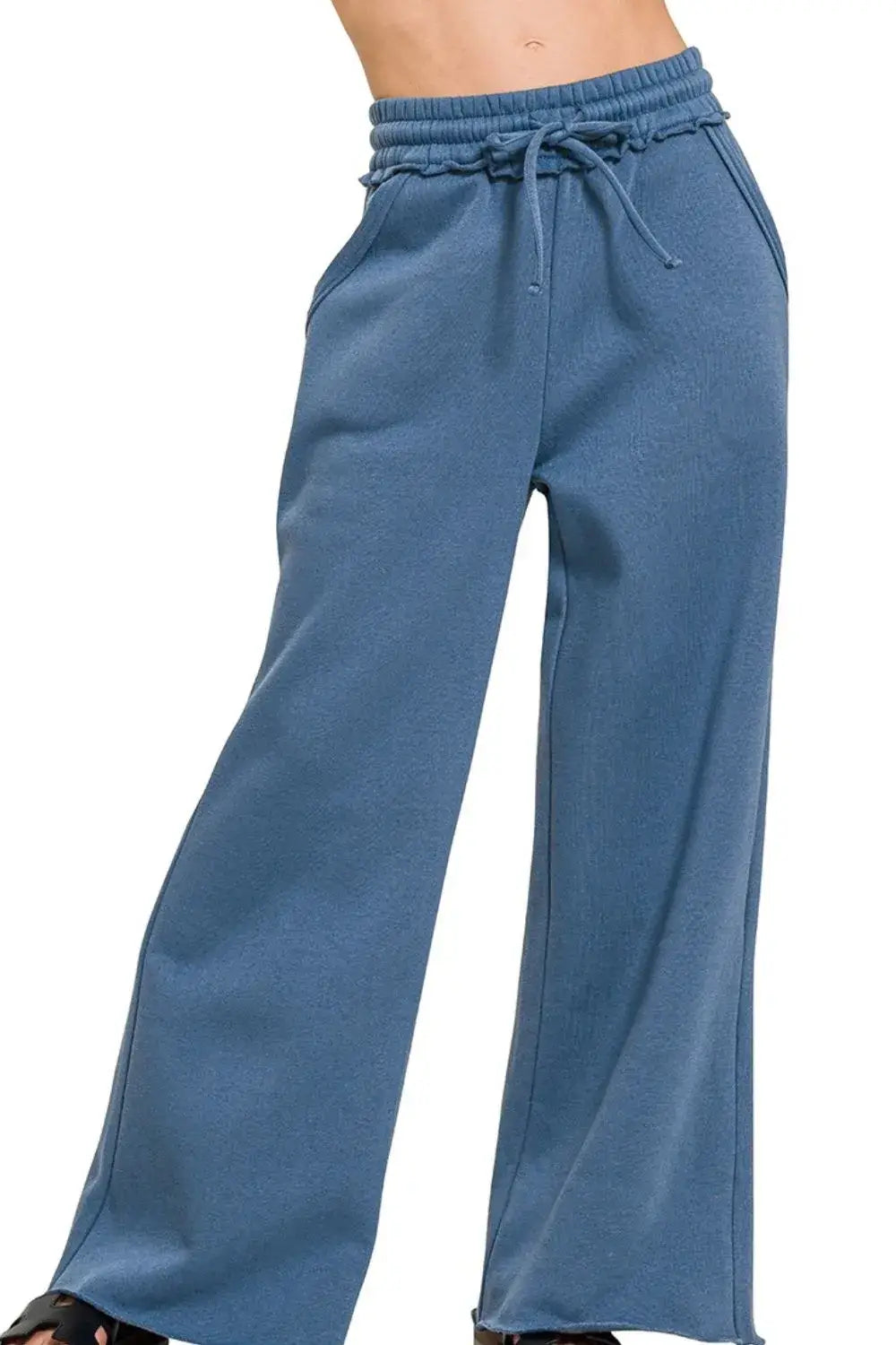 Zenana Fleece Exposed Seam Wide Leg Sweatpants Image principale du produit