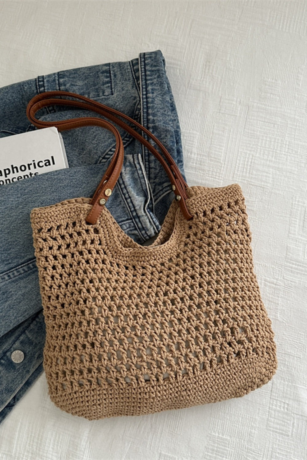 Openwork Woven Tote Bag Main image