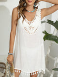 Tassel Scoop Neck Wide Strap Cover-Up - felvior