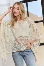 ADORA Boat Neck Crochet Lace Cover Up